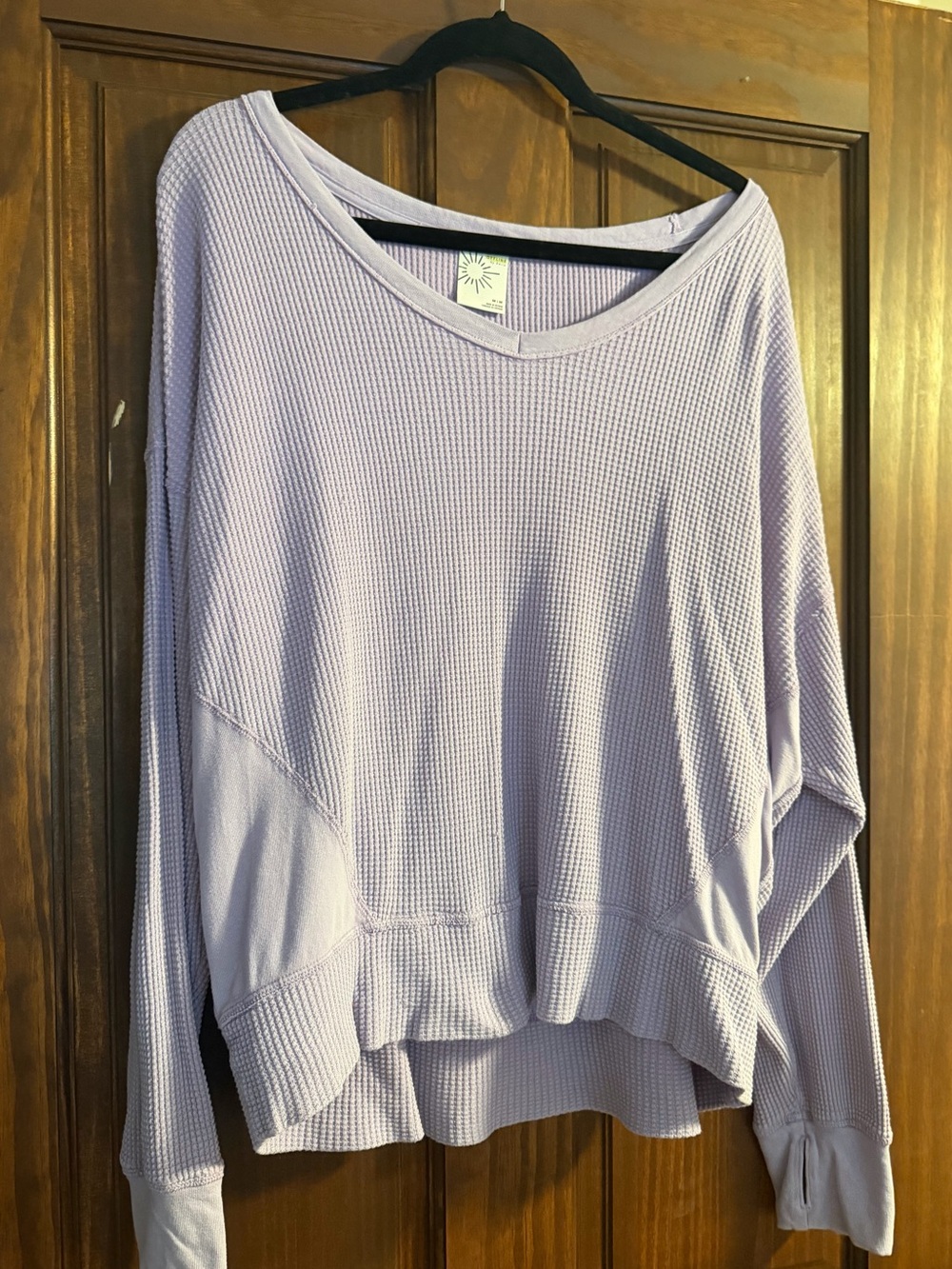 aerie Lavender Waffle-Knit Scoop Neck Sweater
